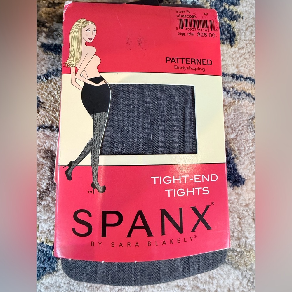SPANX Black Patterned Tight-End Tights Charcoal Size B